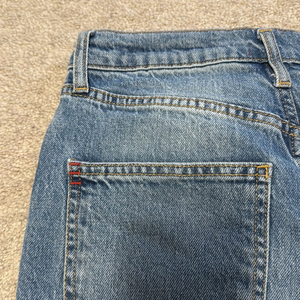 BDG Stretch High Rise Flare Medium Washed Denim Jeans distressed Size 27 - Picture 13 of 13